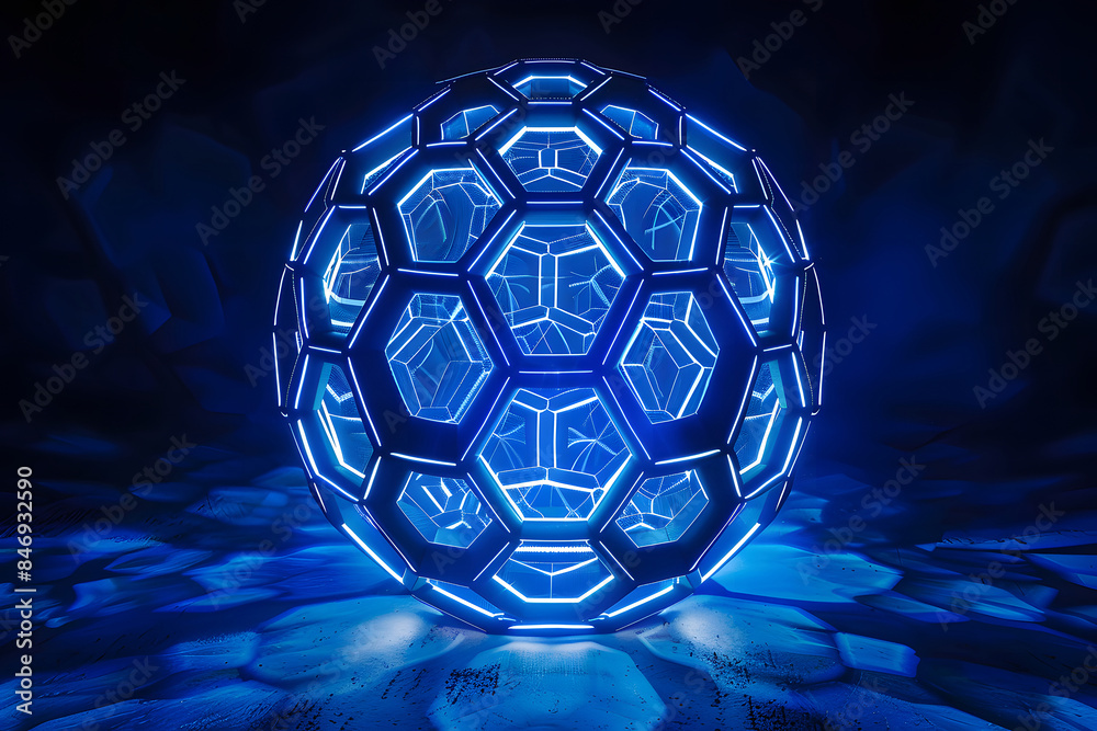 Fototapeta premium hive pattern wrap earth sphere,blue neon,digital element