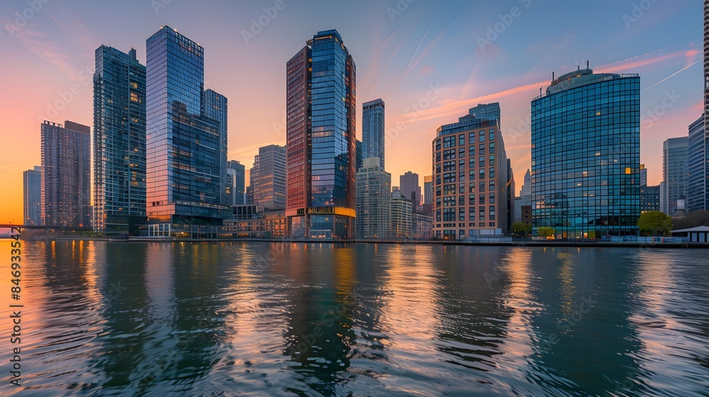 Fototapeta premium Skyline Reflection at Sunset