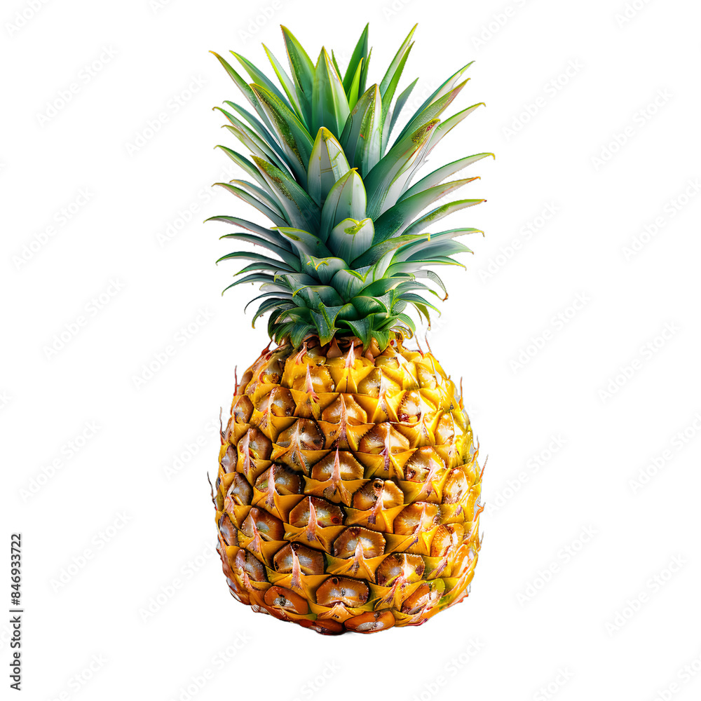 Fototapeta premium [Transparent Background PNG]A single pineapple in front of a white background