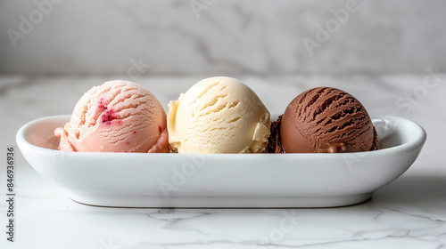 Close-up of Neapolitan Ice Cream Scoops