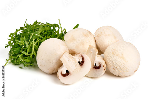 Champignon mushrooms, isolated on white background photo