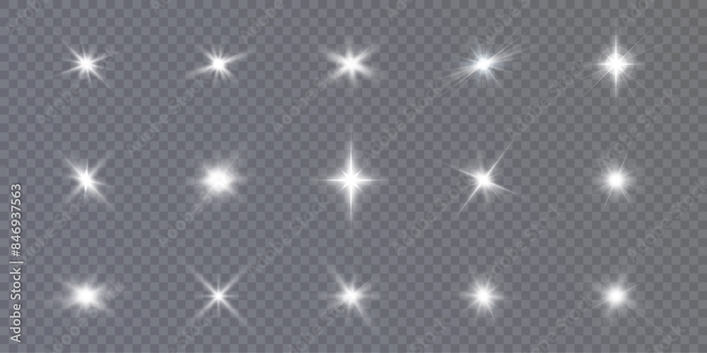 Set of abstract white light effects with reflections on a transparent background. Vector 10 EPS Set of abstract white light effects with reflections on a transparent background. Vector 10 EPS