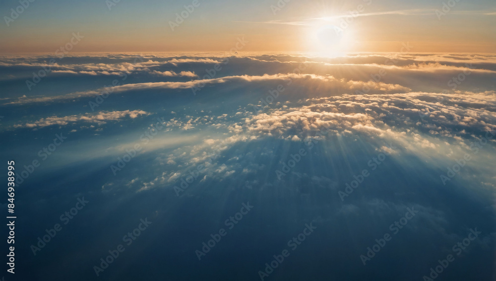 Sunny blue sky backdrop with soft, blurred warmth Sunny blue sky backdrop with soft, blurred warmth