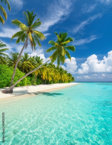 Tropical Dream - Palm Trees, Turquoise Sea on Maldives Island © imaginart