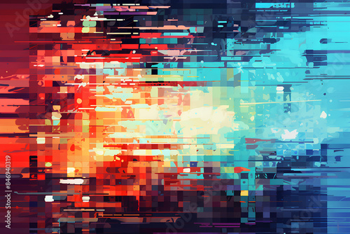 screen damage. Digital glitch error. Colorful background