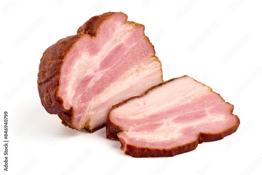 Cold smoked meat, isolated on white background Cold smoked meat, isolated on white background