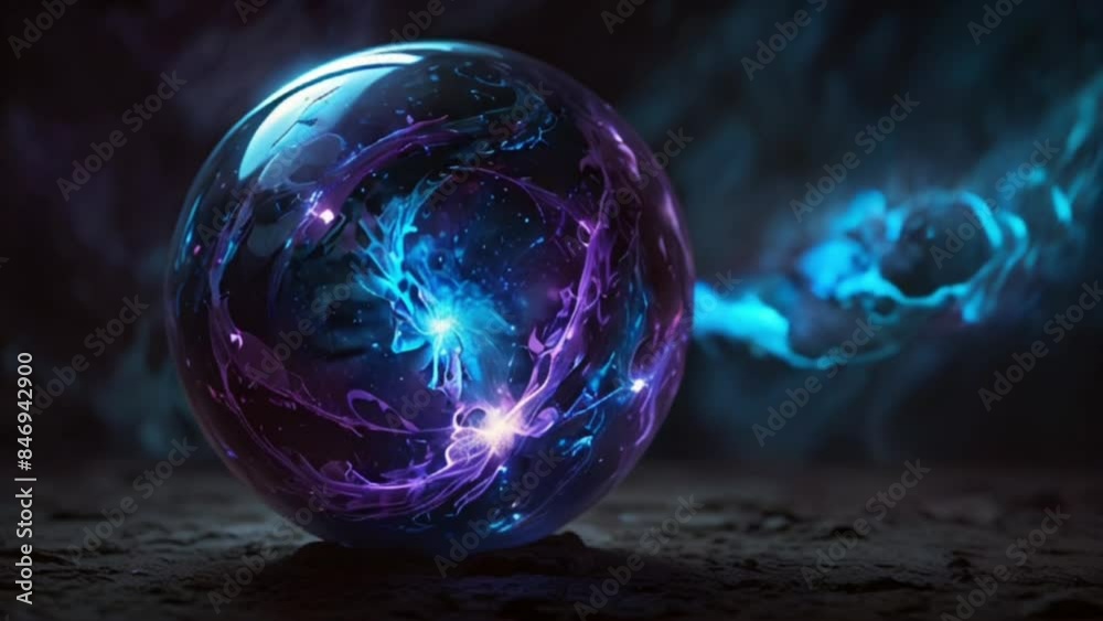 of blue and purple swirling within its depths. The orb radiates a mysterious energy, captivating all who gaze upon it. Its power is said to grant unimaginable abilities to those who possess it. of blue and purple swirling within its depths. The orb radiates a mysterious energy, captivating all who gaze upon it. Its power is said to grant unimaginable abilities to those who possess it.