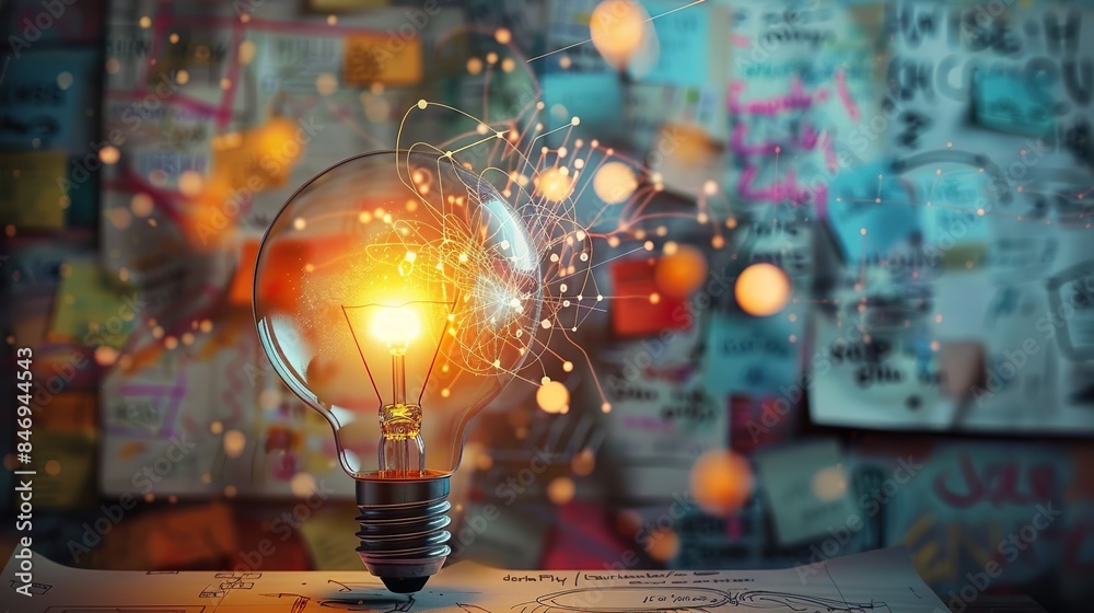Light Bulb with Creative Concept Drawings. Light Bulb with Creative Concept Drawings.