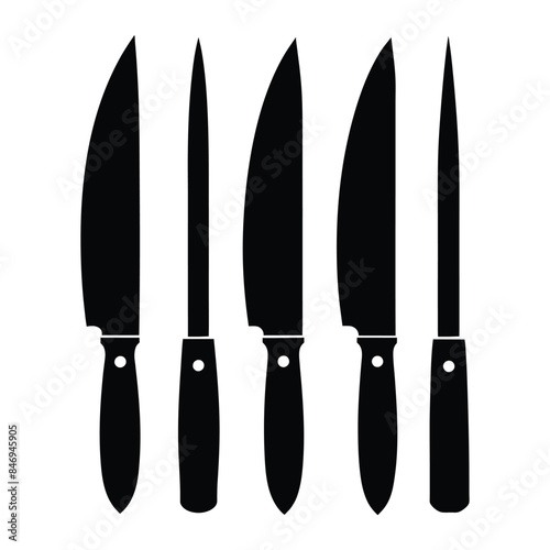 Kitchen and meat cutting knives set realistic vector of chef and butcher tools