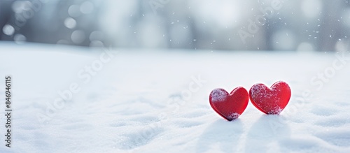 Red hearts peacefully lie o...