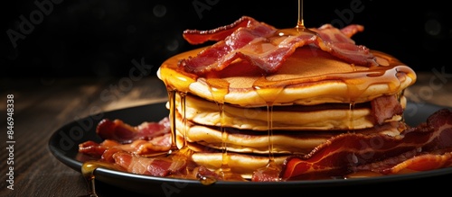 Pancakes topped with crispy...