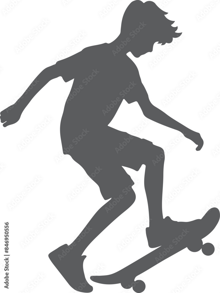 Young Boy Skate Boarding Silhouette Young Boy Skate Boarding Silhouette