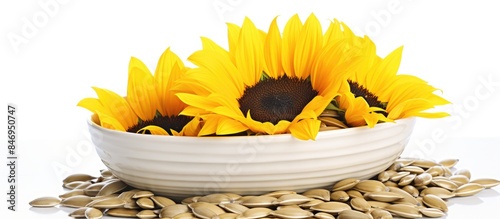 Sunflowers displayed in a b...