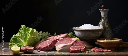 Fresh meat, green lettuce, ...