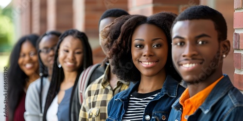A diverse group of African American students from different backgrounds attending an HBCU. Concept Historically Black Colleges, African American Students, Diverse Backgrounds, HBCU Experience
