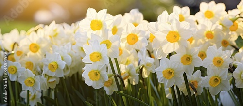 Blooming narcissus flowers ...