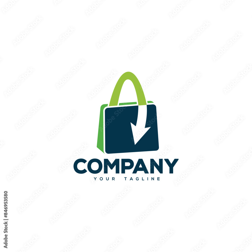 Creative logo design depicting a shopping bag. 