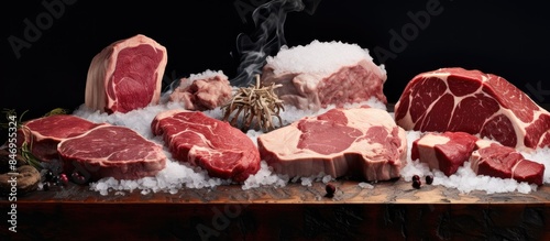 Assorted meat and spices ar...