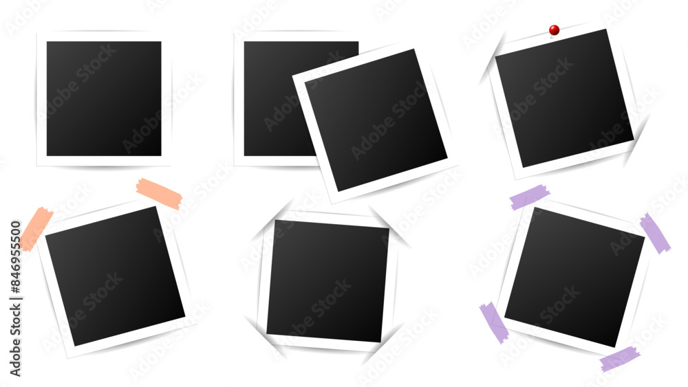 Photo Frames with Adhesive Tape and Pins , Flat Modern design , illustration Vector EPS 10 Photo Frames with Adhesive Tape and Pins , Flat Modern design , illustration Vector EPS 10
