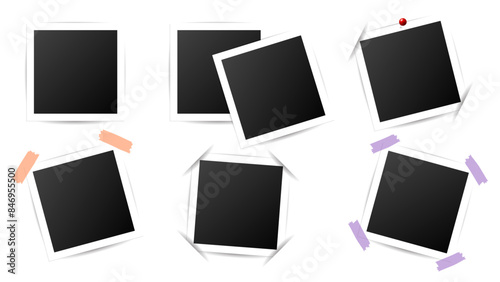 Photo Frames with Adhesive Tape and Pins , Flat Modern design , illustration Vector EPS 10 