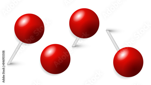 Red Push Pins on White Background, Flat Modern design , illustration Vector EPS 10 