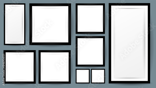 Photo Frames on gray background, Notepaper meeting reminder, Flat Modern design , illustration Vector EPS 10 