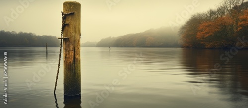 Wooden mooring post seen on...