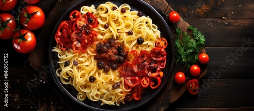 Plate of delicious pasta to...