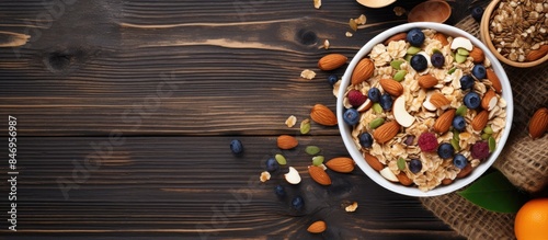 Delicious muesli bowl fille...