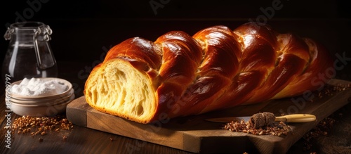 Challah bread loaf displaye...