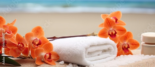 Orange towels, candles, and...