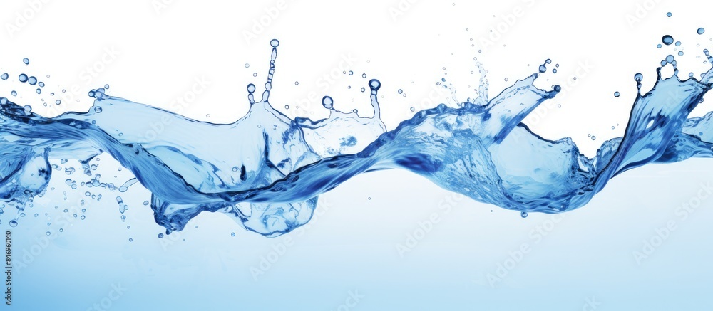 Water splashes creating ripples on a vibrant blue surface. with copy space image. Place for adding text or design Water splashes creating ripples on a vibrant blue surface. with copy space image. Place for adding text or design