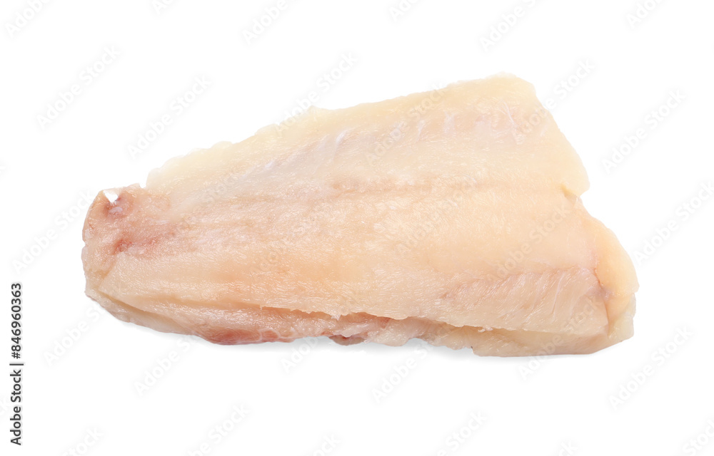 Piece of raw cod fish isolated on white