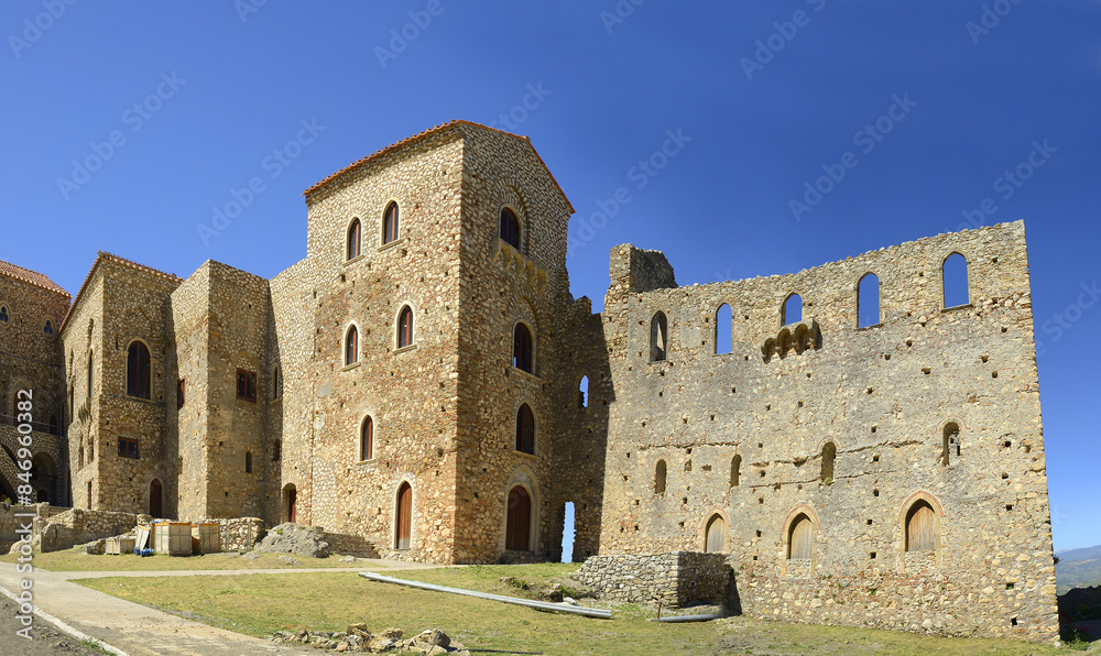 Fototapeta premium The Mystras Palace Complex, Archaeological Site of Mystras, Greece, UNESCO World Heritage Site