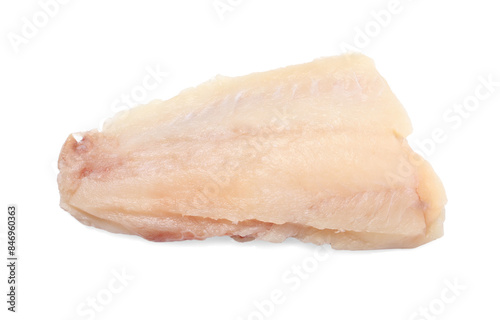 Piece of raw cod fish isolated on white