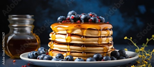 Pancakes topped with fresh ...