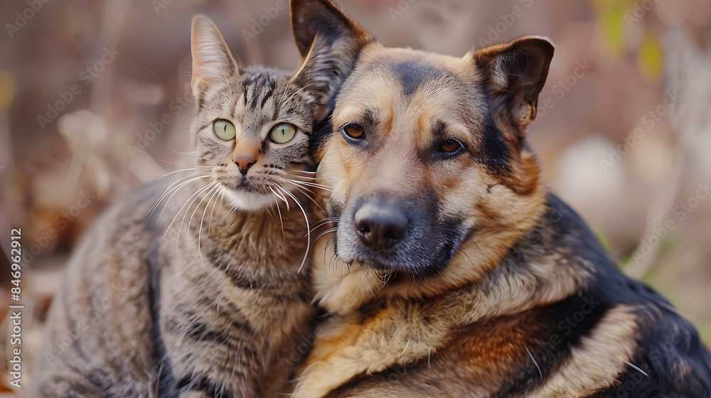Cute Cat and Dog Friendship