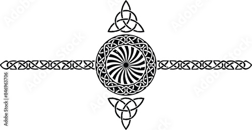 Celtic Pattern Circle Header with Viking Spiral and Triquetra