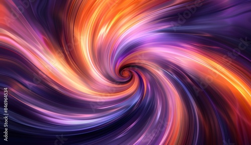 Abstract swirl of vibrant orange and purple colors with shiny effect, creating an elegant background for design or advertising. The concept symbolizes energy, movement, creativit