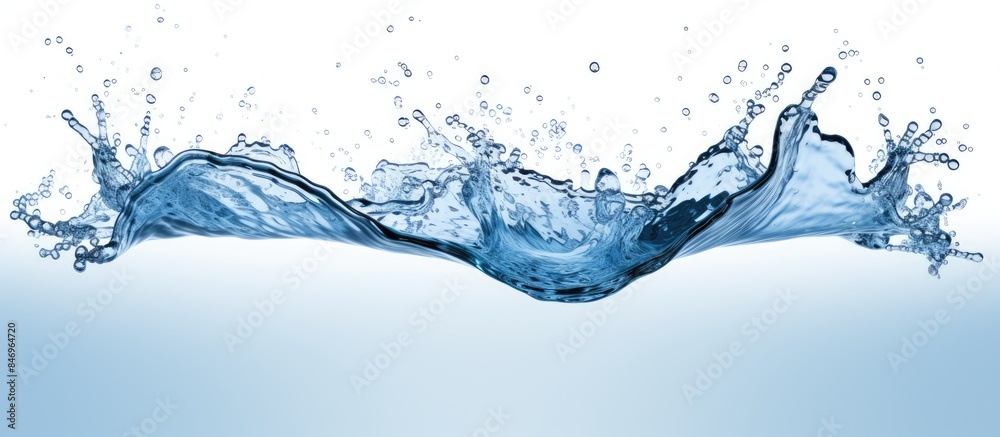 Close up view of a vibrant blue water wave with bubbles in focus. with copy space image. Place for adding text or design