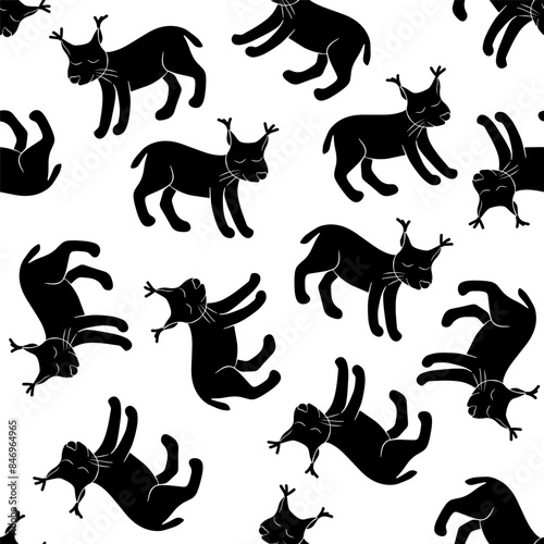 Vector isolated illustration of pattern with lynx animals.