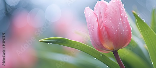 Pink tulip drenched in rain...