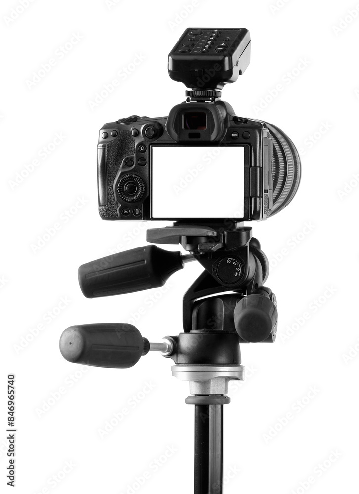 Professional camera isolated on white. Photo studio equipment Professional camera isolated on white. Photo studio equipment