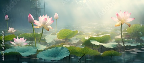 Blooming lotus flowers in t...