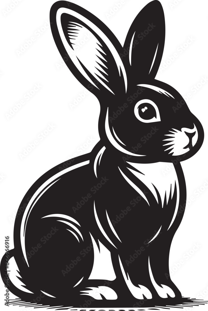 Obraz premium black and white bunny