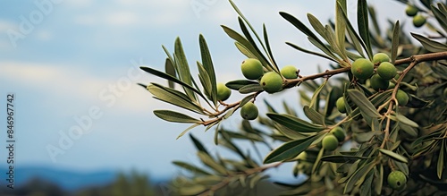 Numerous mature olives hang...