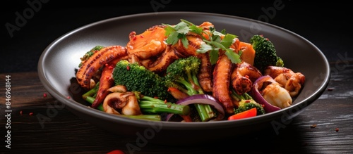 Assorted shrimp, broccoli, ...