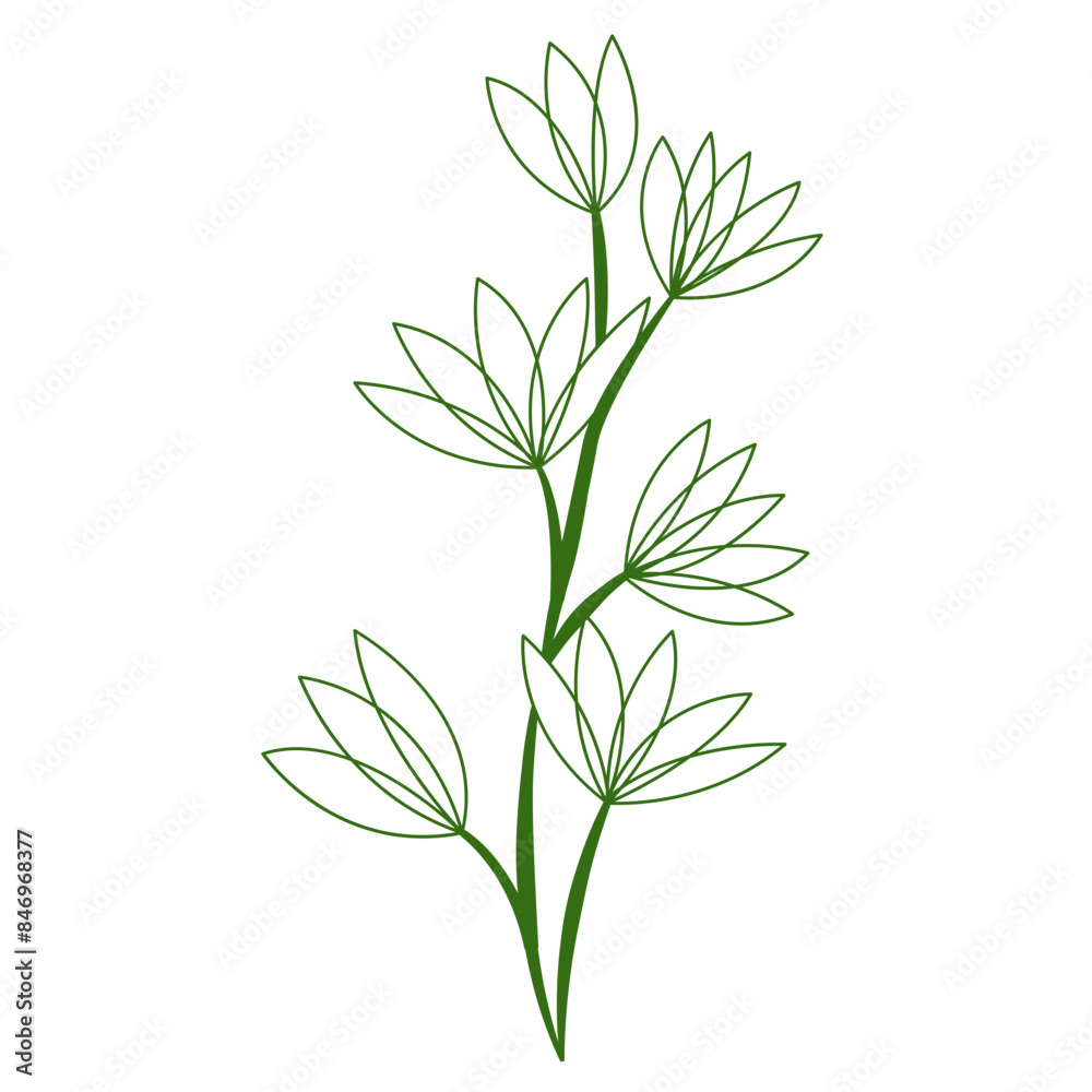 Obraz premium Greenery Tropical Leaf Plant Outline, Decorative Element Design 