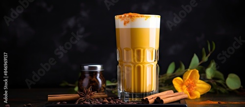 A tall glass containing cof...