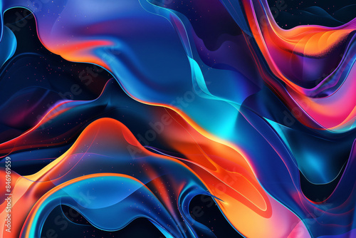 abstract dark background with flowing colouful wave